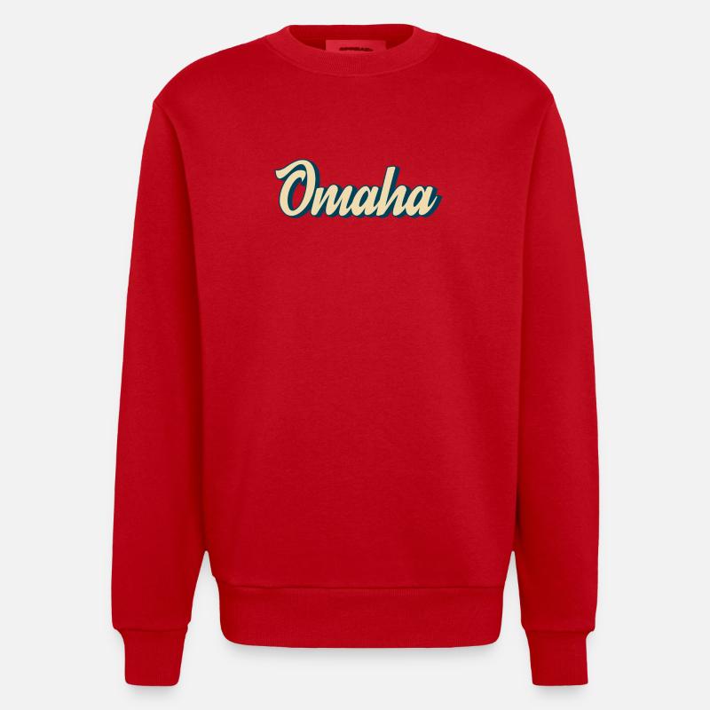 Omaha Script Rétro - Sweat bio épais oversize fabriqué en UE - rouge