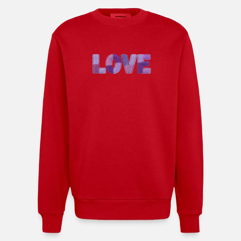 Patchwork Love – Impression tendance - Sweat bio épais oversize fabriqué en UE - rouge