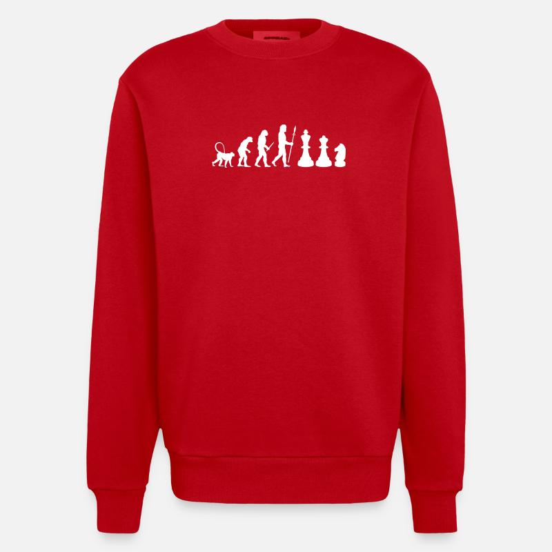Chess Evolution - Heavyweight Oversized Organic Crew Neck Made in EU - red