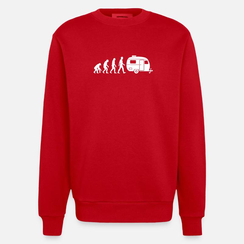 Caravan Evolution Camper Camping - Heavyweight Oversized Organic Crew Neck Made in EU - red