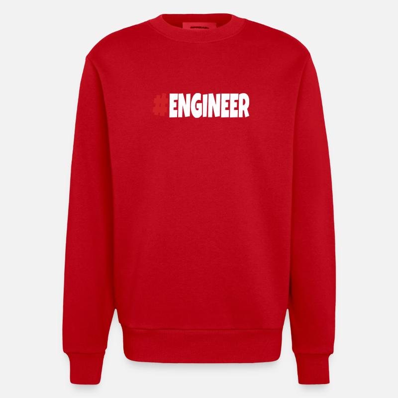 #engineer Rouge & Blanc - Sweat bio épais oversize fabriqué en UE - rouge