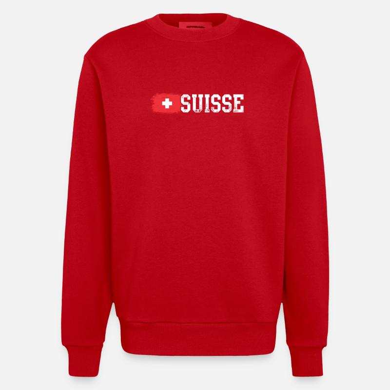 Drapeau suisse Badge Suisse - Sweat bio épais oversize fabriqué en UE - rouge