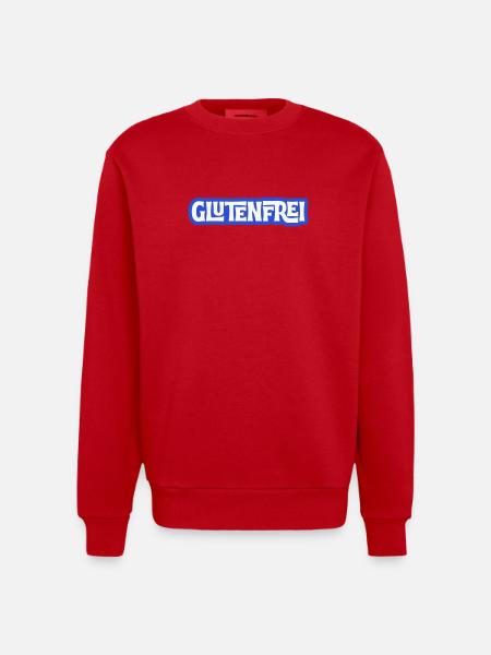 Glutenfrei Logo Blau Statement - Heavyweight Oversized Organic Crew Neck Made in EU - Rot