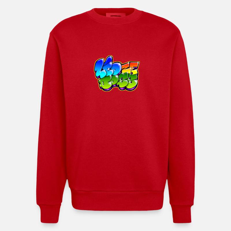 Leo Zeboss Graffiti Name - Sweat bio épais oversize fabriqué en UE - rouge
