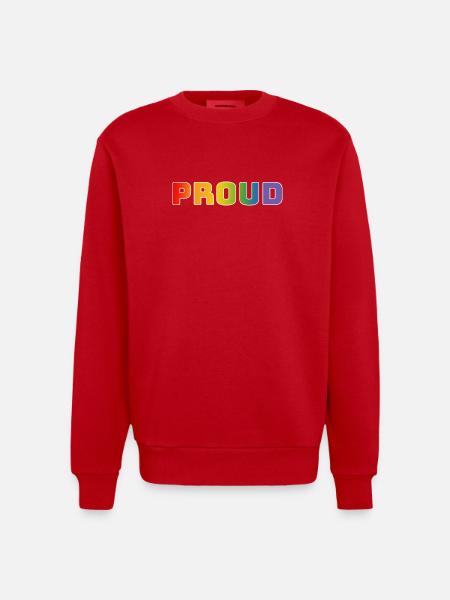 Rainbow proud white - Heavyweight Oversized Organic Crew Neck Made in EU - red