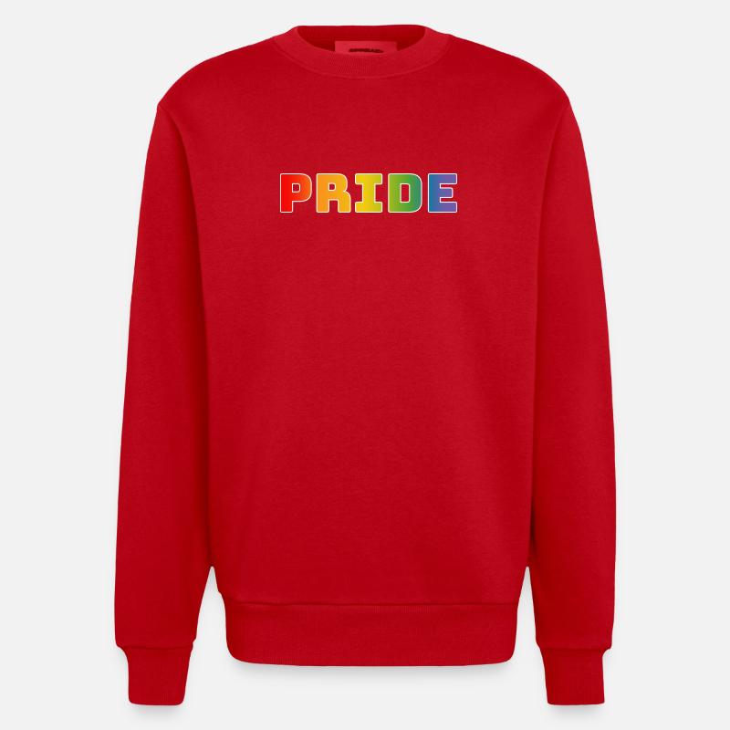 Rainbow pride blanc - Sweat bio épais oversize fabriqué en UE - rouge