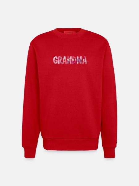 Großmutter Pink Plaid Buchstaben Patchwork - Heavyweight Oversized Organic Crew Neck Made in EU - Rot