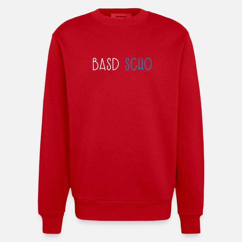 Basd Scho Bavière Dialecte bavarois - Sweat bio épais oversize fabriqué en UE - rouge