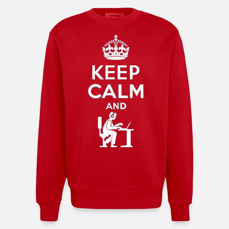 Keep Calm - Nerd - Programmieren - Gamen - Heavyweight Oversized Organic Crew Neck Made in EU - Rot