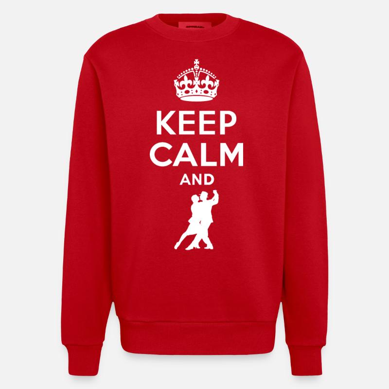 Keep calm - dance Tango - Heavyweight Oversized Organic Crew Neck Made in EU - red