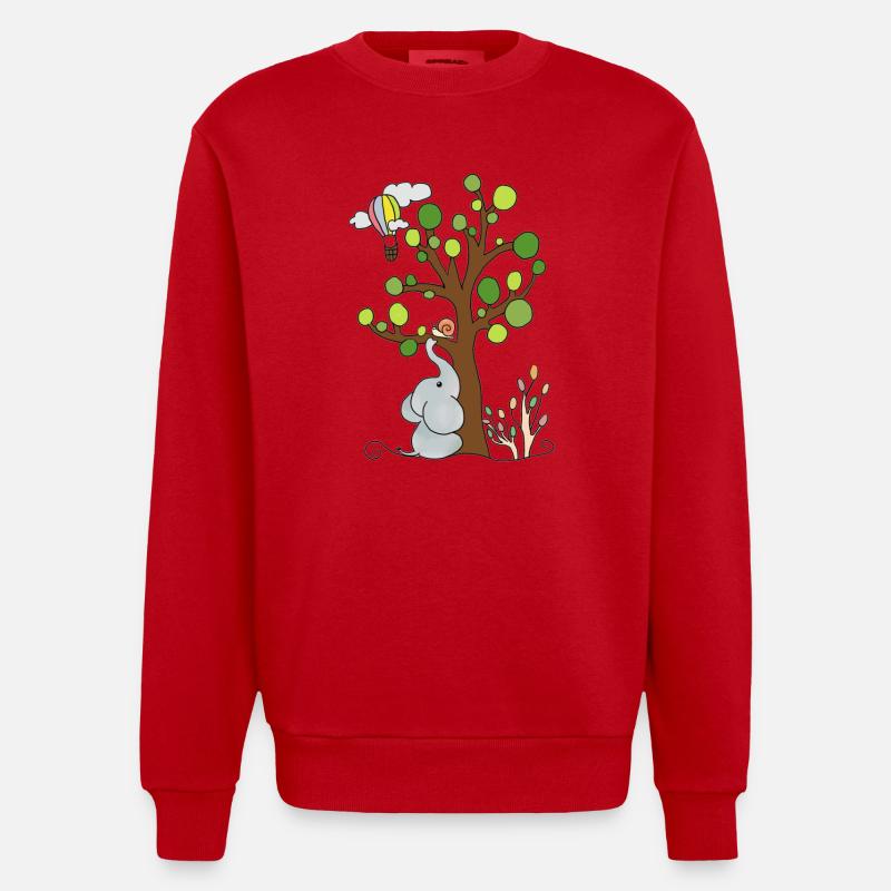 Elefant unterm Baum - Heavyweight Oversized Organic Crew Neck Made in EU - Rot