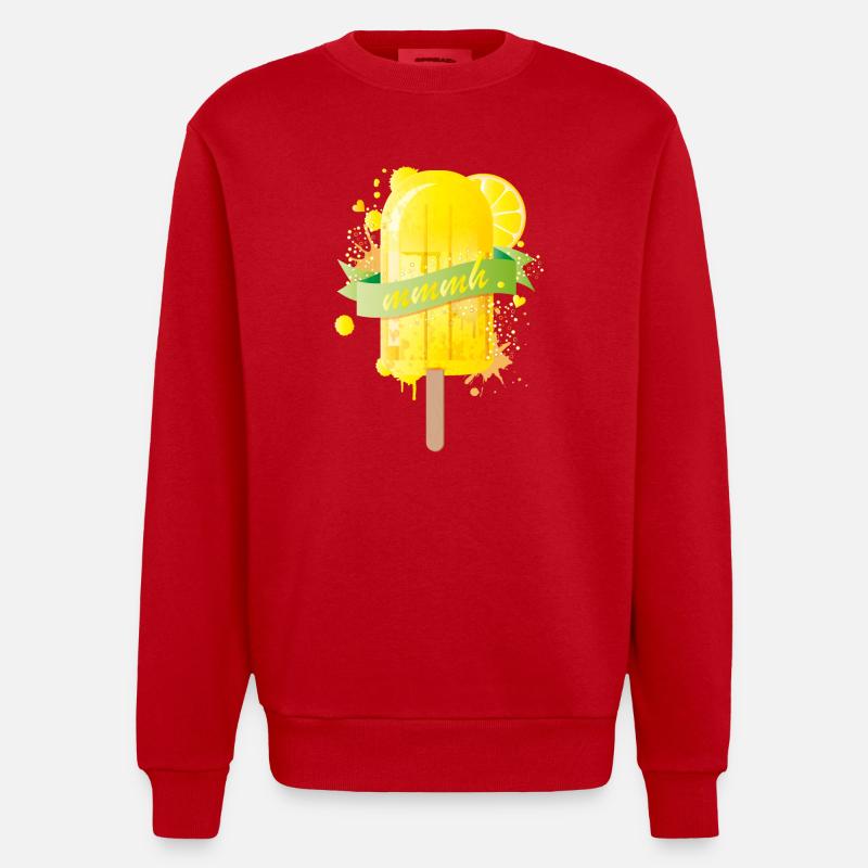 Zitronengelbes leckeres Eis im Graffiti Stil - Heavyweight Oversized Organic Crew Neck Made in EU - Rot