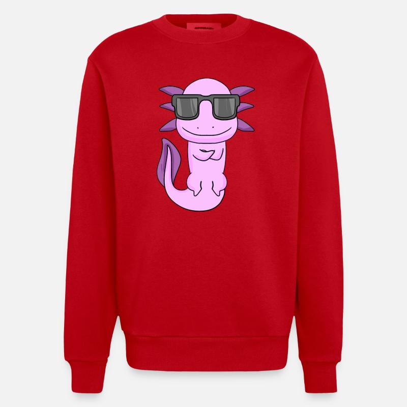 Axolotl avec lunettes de soleil - Sweat bio épais oversize fabriqué en UE - rouge