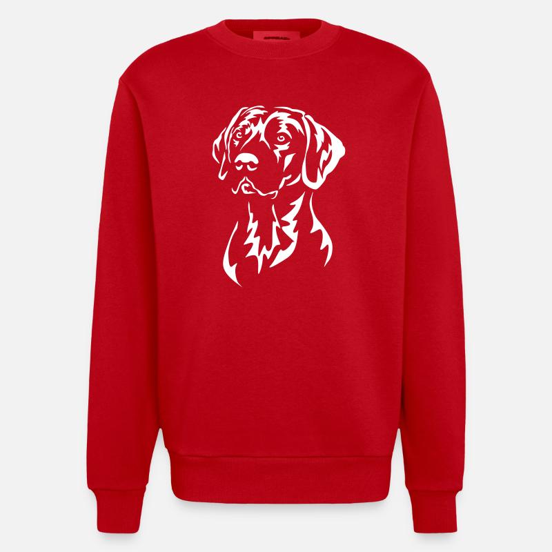 Rhodesian Ridgeback Head "Black Edition" - Heavyweight Oversized Organic Crew Neck Made in EU - red