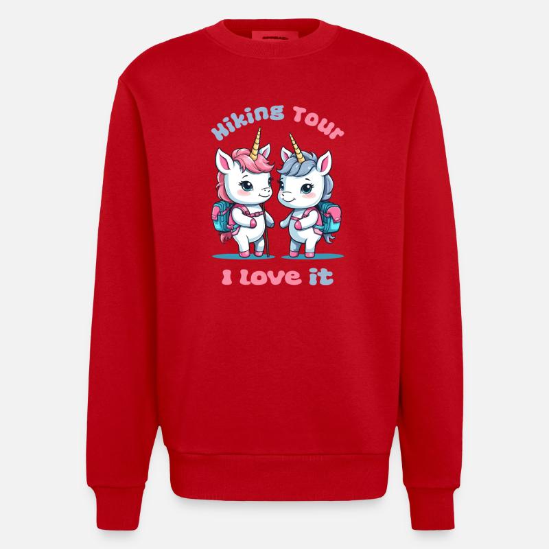 Süße Wanderer Einhörner - Heavyweight Oversized Organic Crew Neck Made in EU - Rot