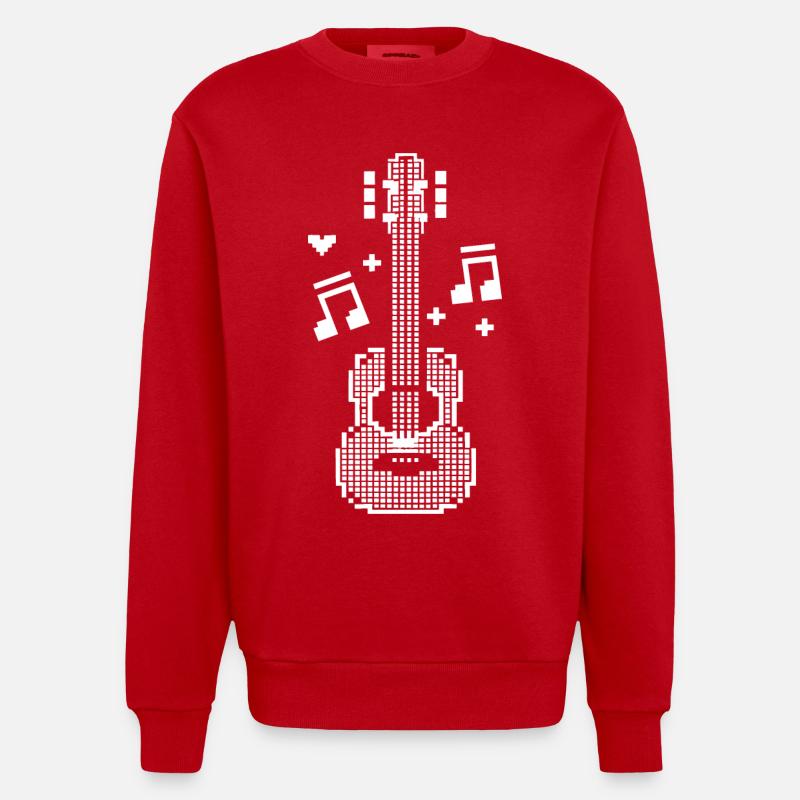 Ukulele Pixel Kunst - Heavyweight Oversized Organic Crew Neck Made in EU - Rot