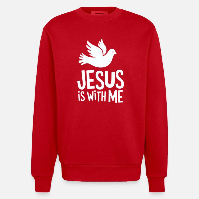 Jesus is with me - Heavyweight Oversized Organic Crew Neck Made in EU - Rot