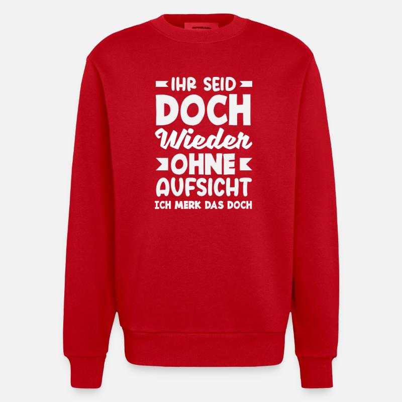 Again without supervision – sarcasm - Heavyweight Oversized Organic Crew Neck Made in EU - red