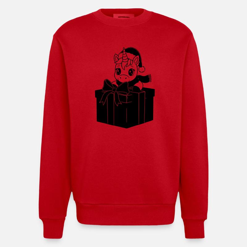 Weihnachts-Einhorn im Geschenk - Heavyweight Oversized Organic Crew Neck Made in EU - Rot