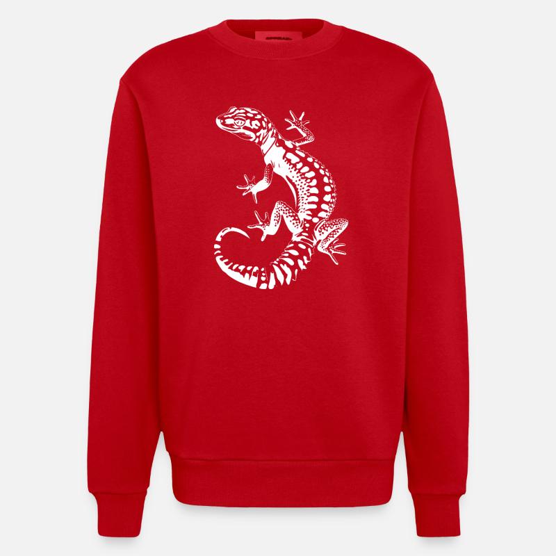 Gecko Silhouette Léopard Gecko - Sweat bio épais oversize fabriqué en UE - rouge