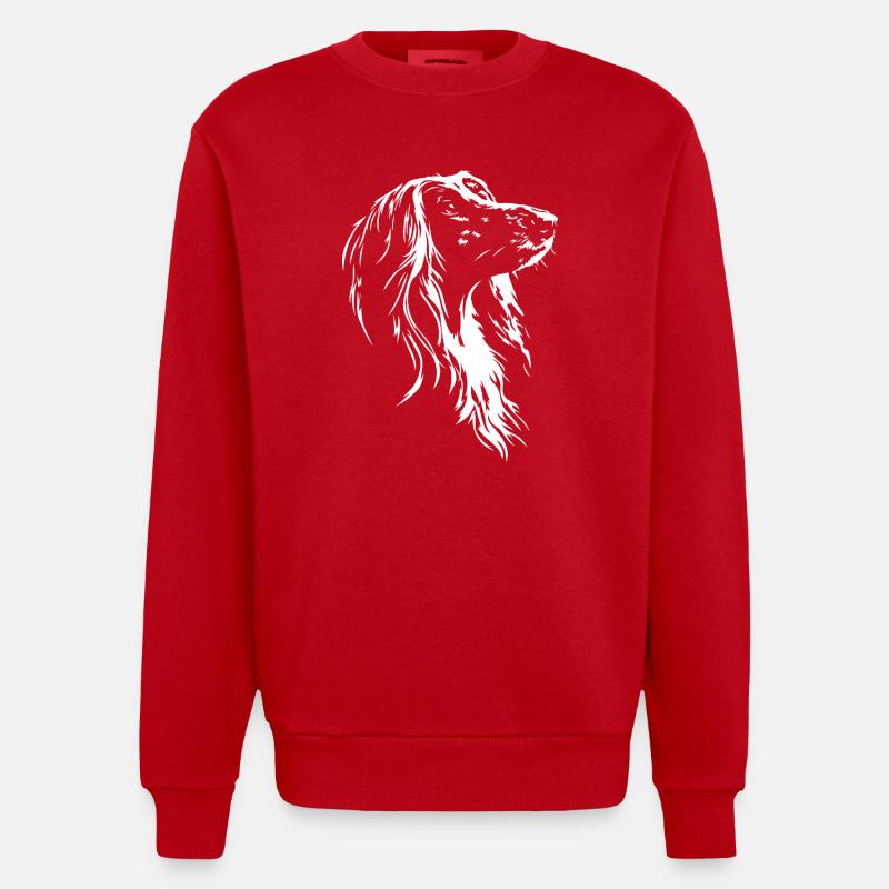 Afghanischer Windhund Silhouette Hunde Wilsigns - Heavyweight Oversized Organic Crew Neck Made in EU - Rot