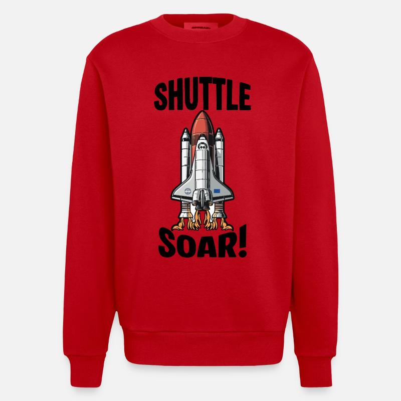 Start des Space Shuttle Soar - Heavyweight Oversized Organic Crew Neck Made in EU - Rot