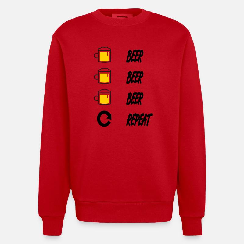 Bier Bier Bier Wiederholung - Heavyweight Oversized Organic Crew Neck Made in EU - Rot