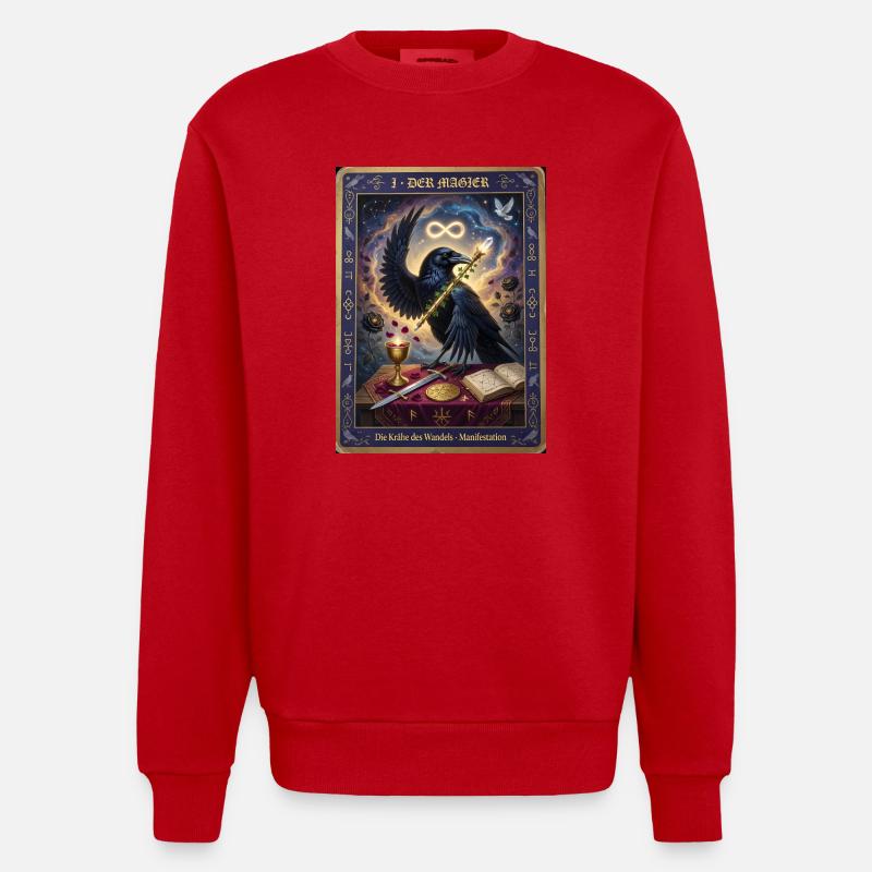 Krähe, der Magier - Heavyweight Oversized Organic Crew Neck Made in EU - Rot