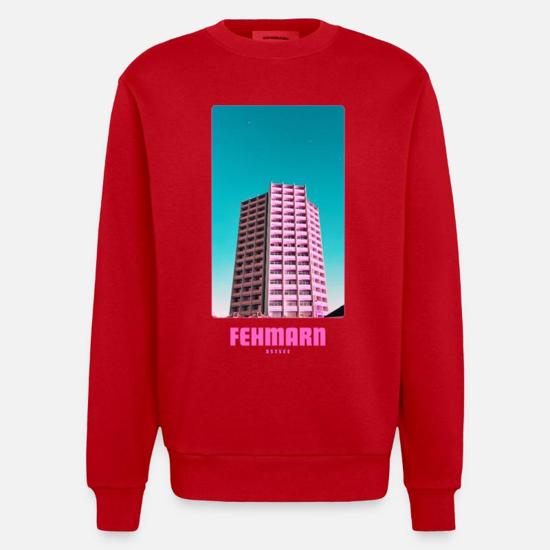 Fehmarn _ Ostsee  - Heavyweight Oversized Organic Crew Neck Made in EU - Rot