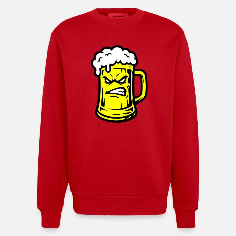 Bier Comic - Heavyweight Oversized Organic Crew Neck Made in EU - Rot