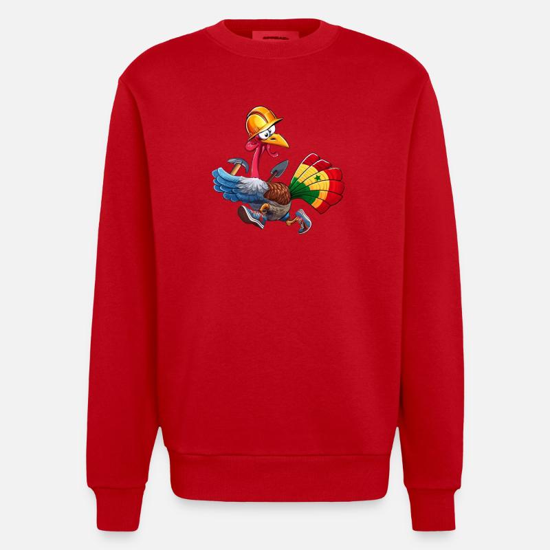 dinde coureuse constructrice Sénégale - Sweat bio épais oversize fabriqué en UE - rouge