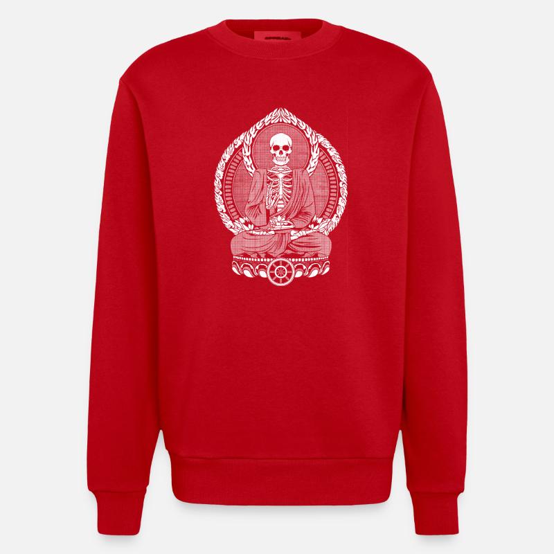 Skeletton Buddha White - Sweat bio épais oversize fabriqué en UE - rouge