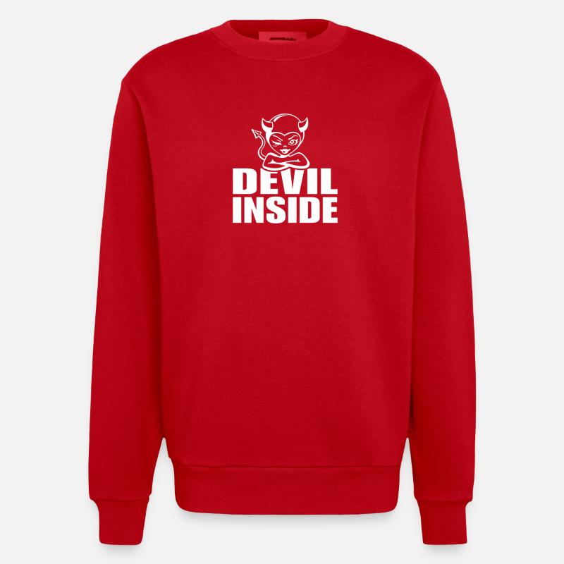 Devil-Inside - Heavyweight Oversized Organic Crew Neck Made in EU - Rot