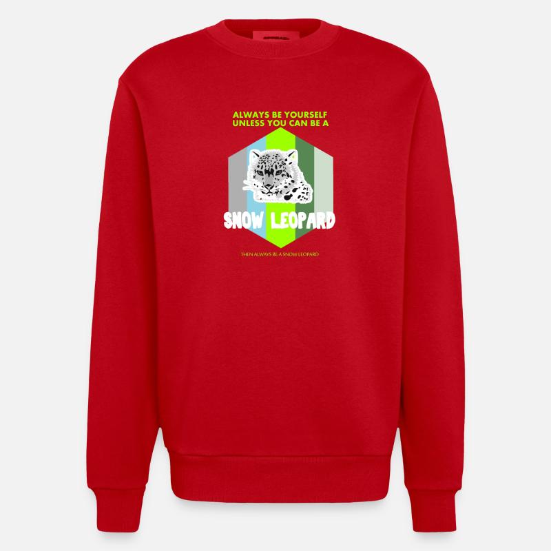 Sei ein Schnee Leopard Geschenk - Heavyweight Oversized Organic Crew Neck Made in EU - Rot