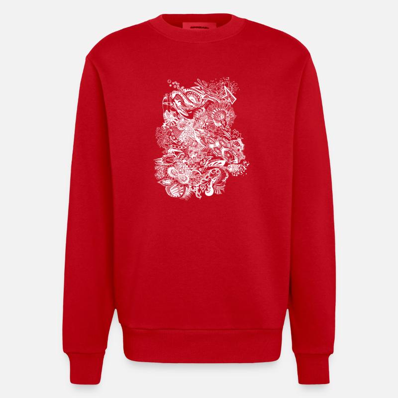 's doodle - Heavyweight Oversized Organic Crew Neck Made in EU - Rot