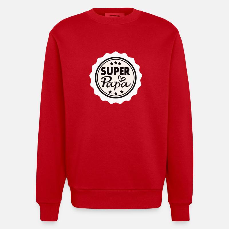 super papa - Sweat bio épais oversize fabriqué en UE - rouge