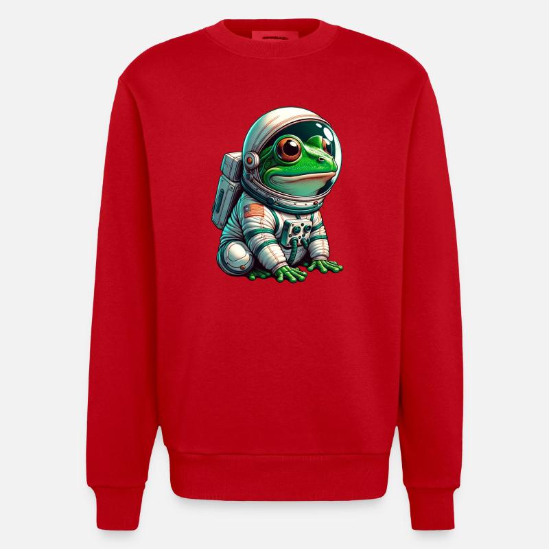 Grenouille astronaute dans l’espace - Sweat bio épais oversize fabriqué en UE - rouge