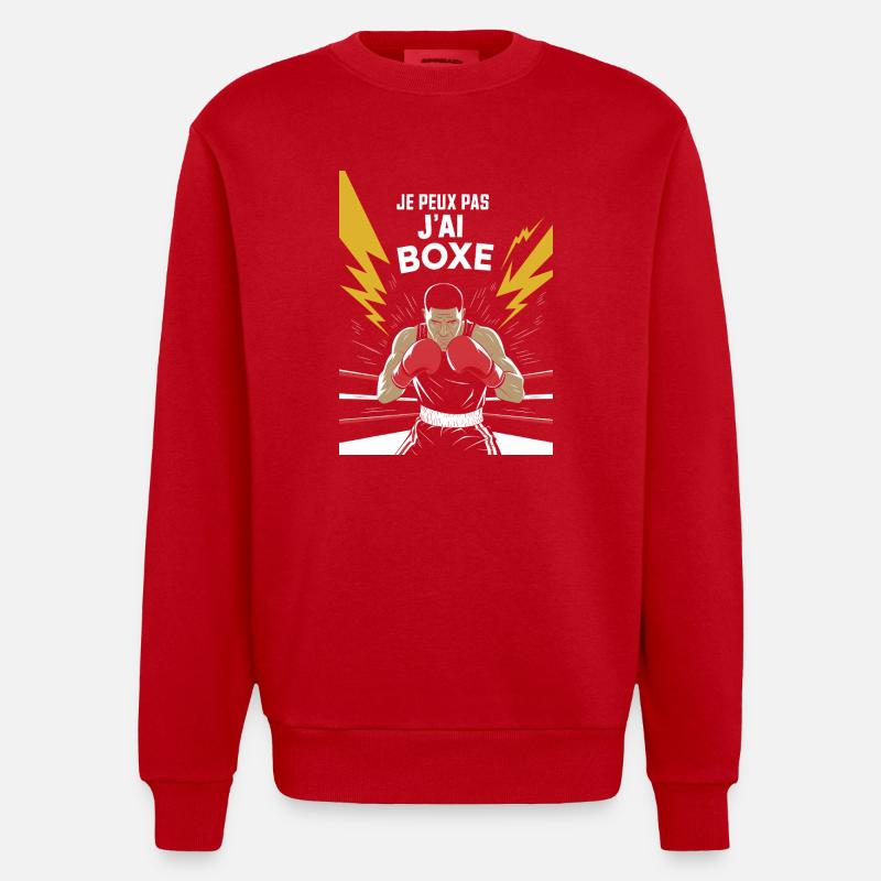 Je peux pas j'ai boxe - Sweat bio épais oversize fabriqué en UE - rouge