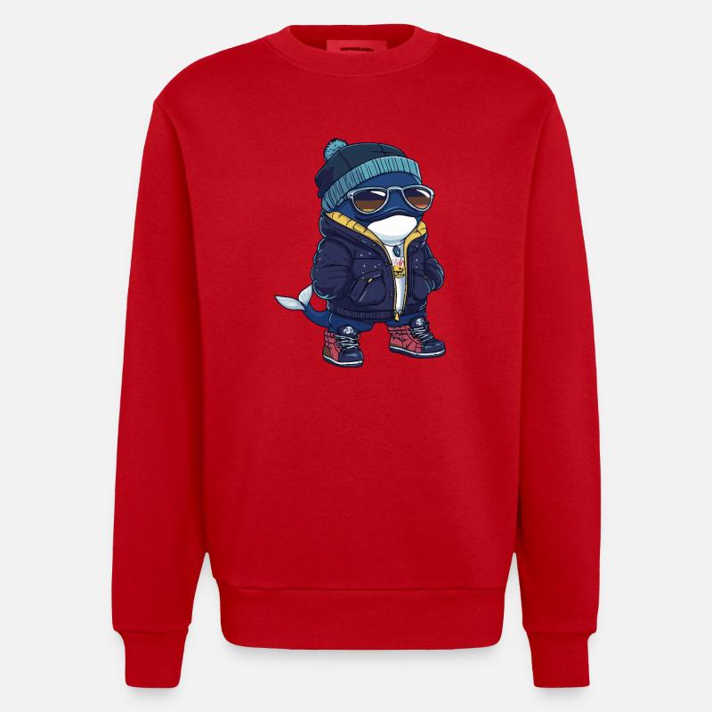 Wal Cool Comic - Heavyweight Oversized Organic Crew Neck Made in EU - Rot