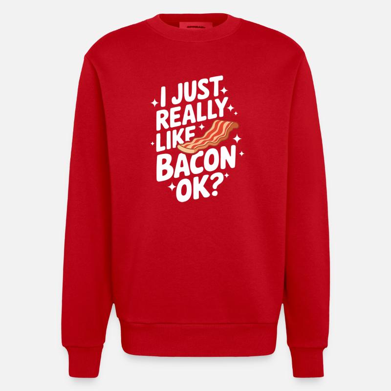 Bacon Petit-déjeuner Bacon - Sweat bio épais oversize fabriqué en UE - rouge