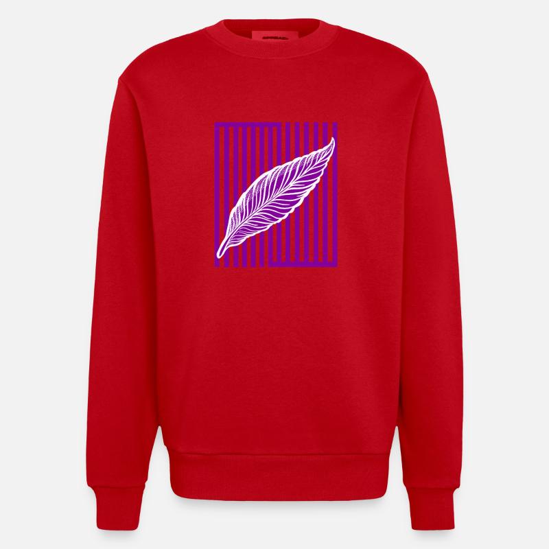Plume sur barre verticale - Sweat bio épais oversize fabriqué en UE - rouge