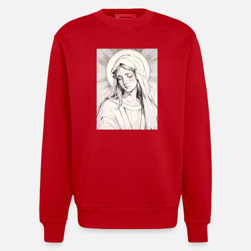 Vierge Mère, grâce éternelle - Sweat bio épais oversize fabriqué en UE - rouge