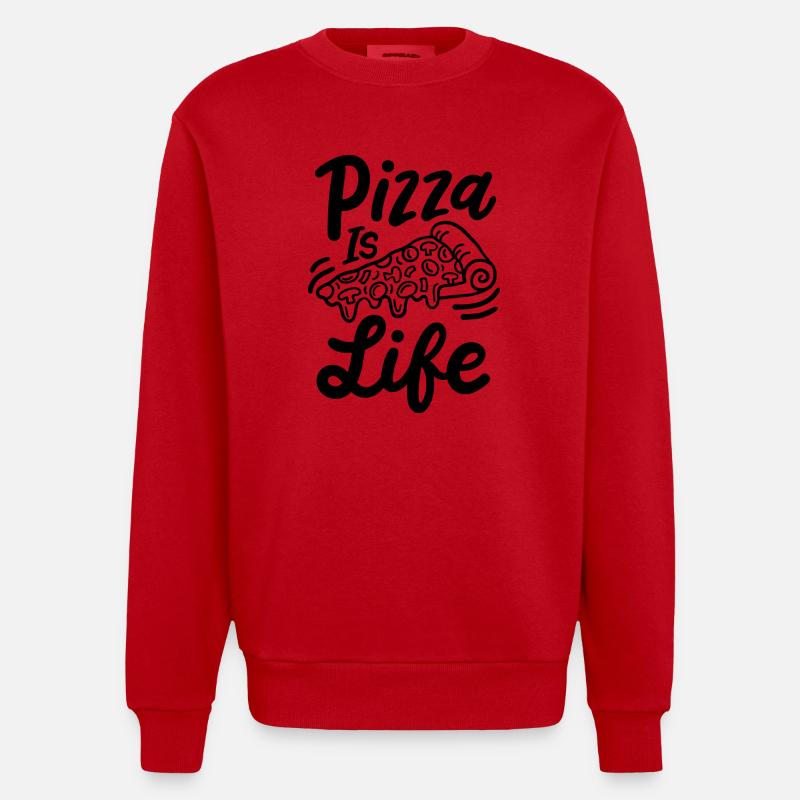 La pizza, c’est la vie - Sweat bio épais oversize fabriqué en UE - rouge