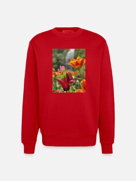 Tulpen bunt - Heavyweight Oversized Organic Crew Neck Made in EU - Rot