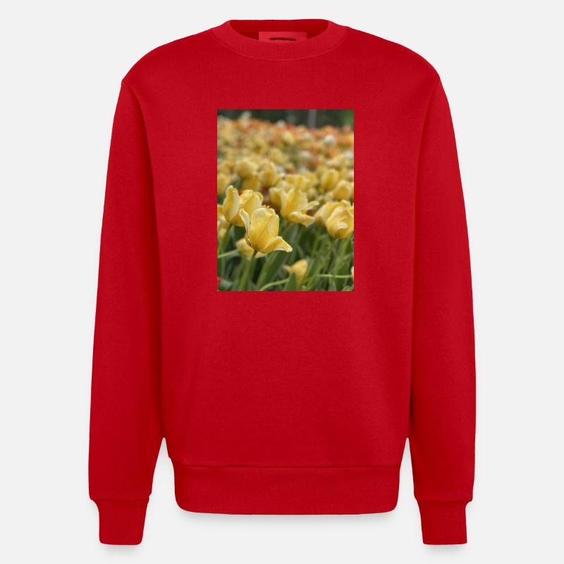 Tulpenmeer gelb - Heavyweight Oversized Organic Crew Neck Made in EU - Rot