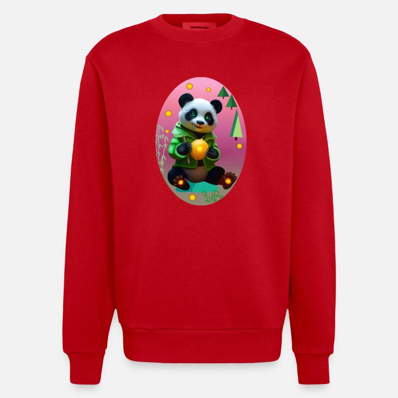 Cyber panda avec citron néon - Sweat bio épais oversize fabriqué en UE - rouge