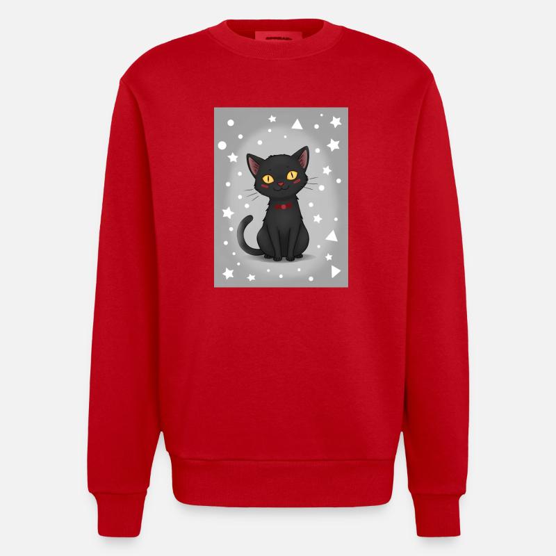 Chaton de dessin animé mignon - Sweat bio épais oversize fabriqué en UE - rouge