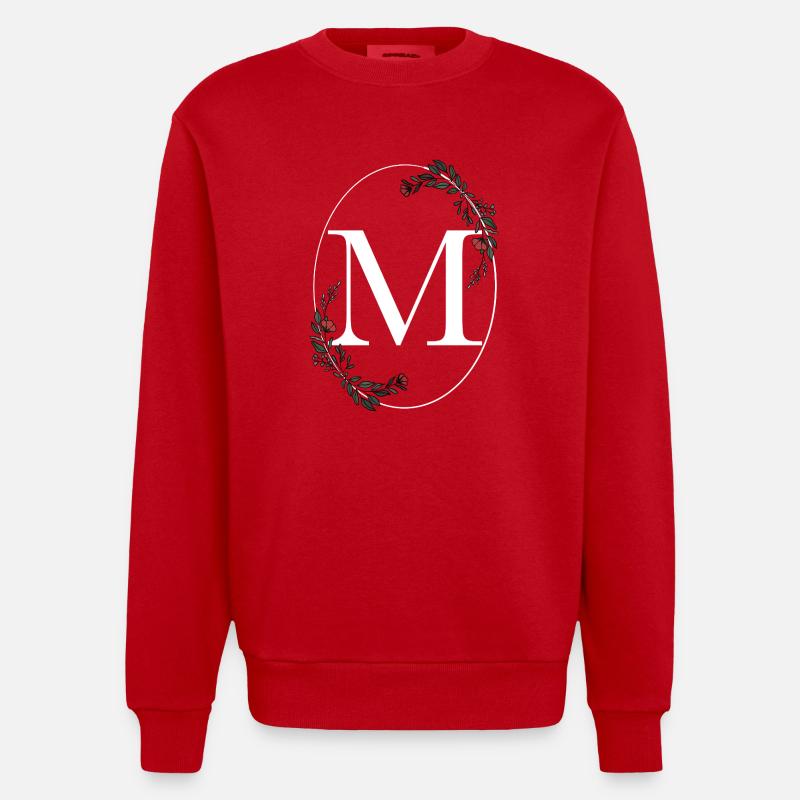 Buchstabe M - Heavyweight Oversized Organic Crew Neck Made in EU - Rot