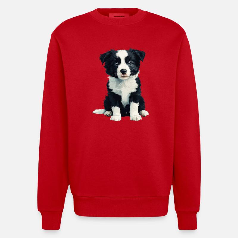 Border Collie bébé - Sweat bio épais oversize fabriqué en UE - rouge