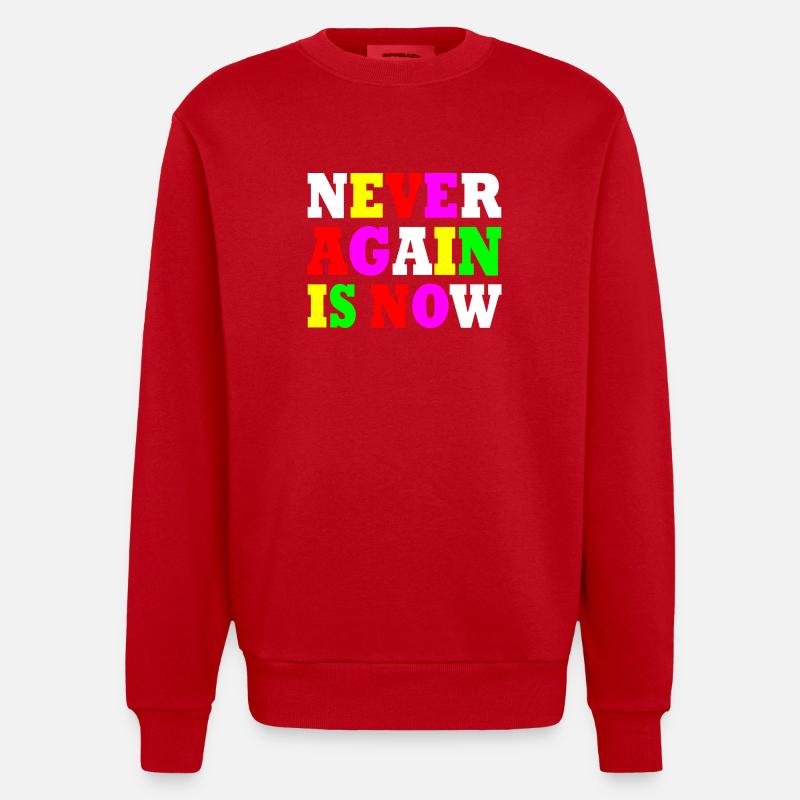 Never again is now - Sweat bio épais oversize fabriqué en UE - rouge